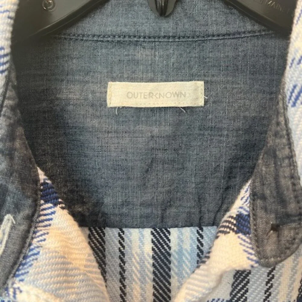 Outerknown Blanket Shirt Womens XS/S Bright Blue Ventana Plaid Heavy Cotton - Picture 4 of 4